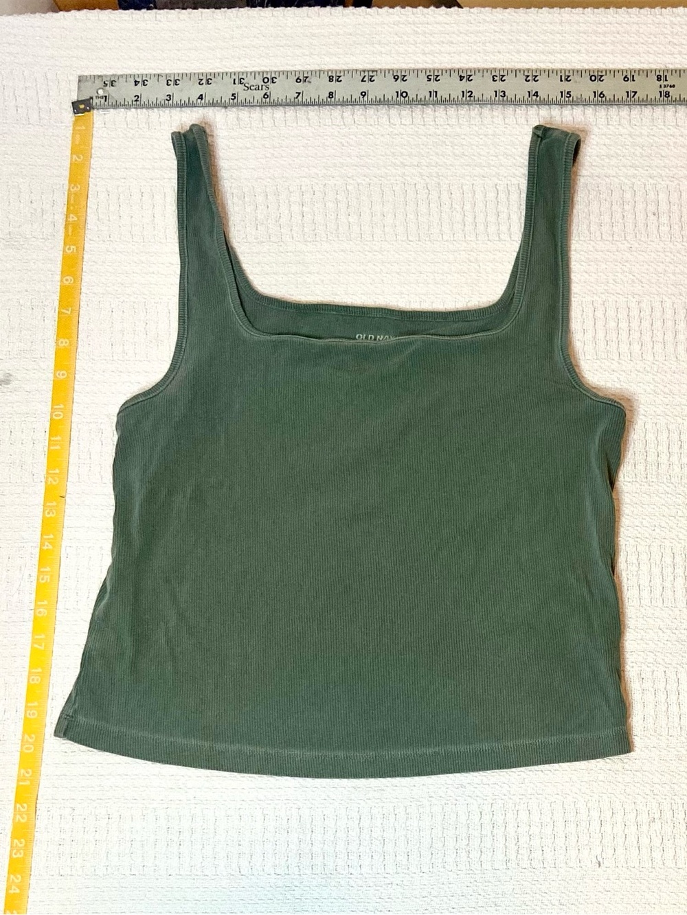 Green Square-Neck Tank Top